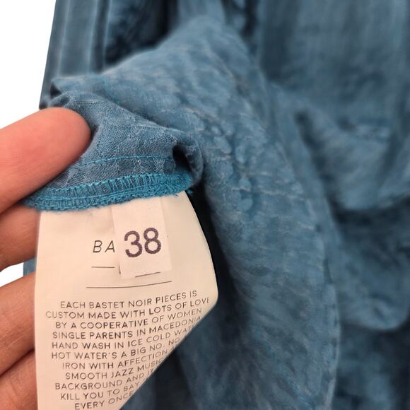 BASTET NOIR X PUPI MILENA SZ 38 ANIMAL PRINT SATIN BUTTON UP LONG SLEEVE BLOUSE - Picture 6 of 6